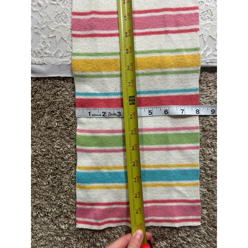 Y2K Aeropostale Striped Knit Scarf Rainbow Cream Long Winter Scarf Retro 2000s